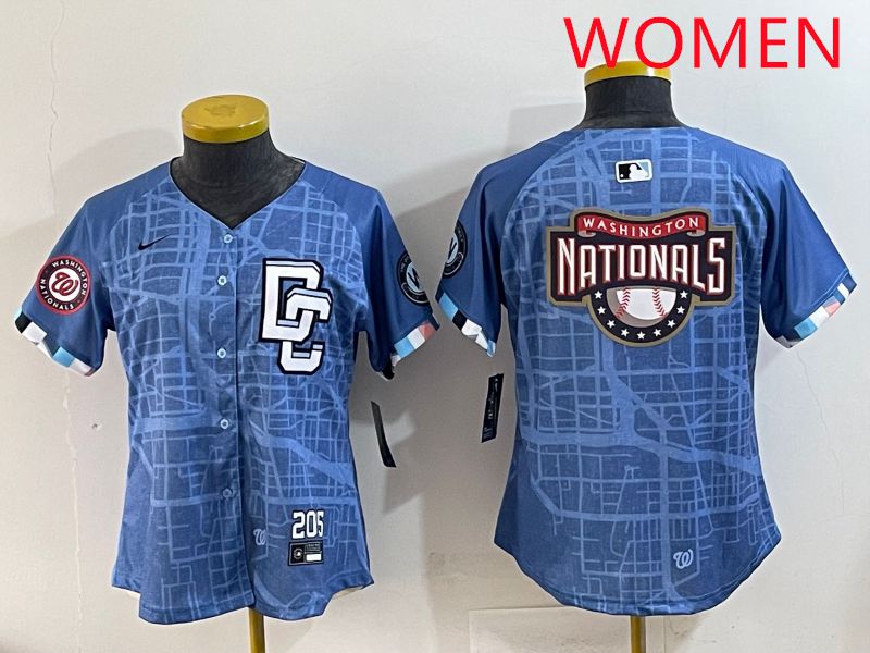 Women Washington Nationals Blank Blue Joint Name 2025 Nike MLB Jersey style 6